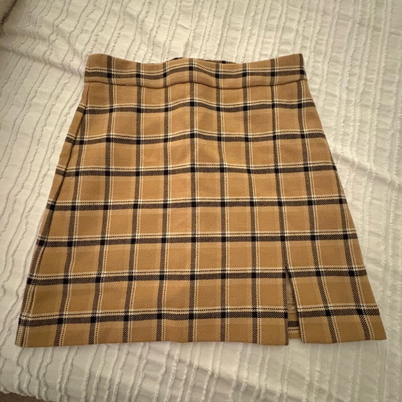Wilfred Checkered Tan Pencil Skirt - Picture 1 of 5